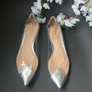 SCHUTZ CLEARLY Silver Flats with Metallic Accents. Such a unique flat shoe